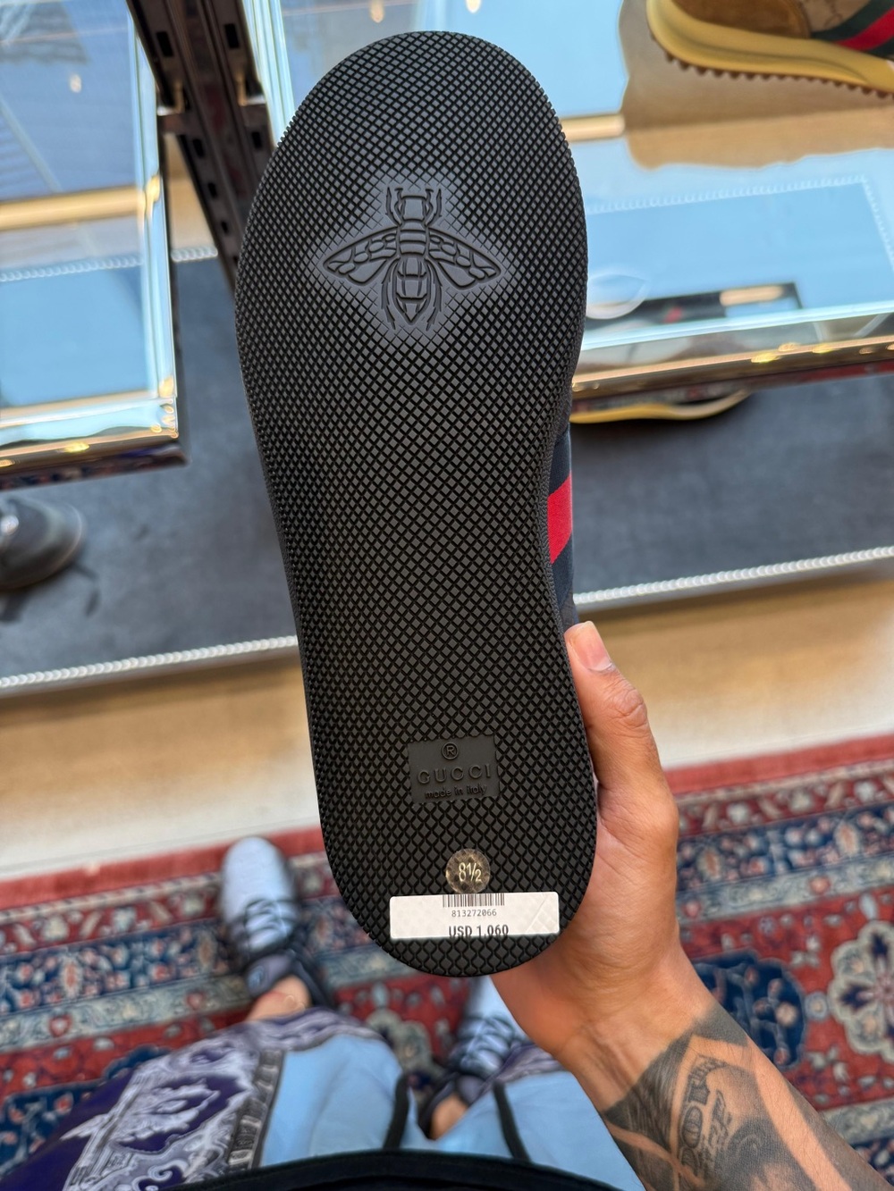Gucci Men's Navy & Red Web Stripe Slip-On Sneaker - Picture 4 of 4